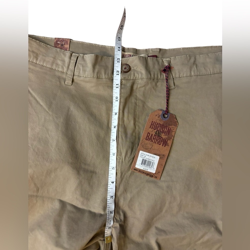 NWT Hudson And Barrow Cargo Stretch Brown Khaki Corn Stalk Shorts Flat Front 42 - Picture 8 of 9